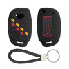 Keycare DE Series Silicone Key Cover DE10 Compatible for Creta, i20 2020, i20 Elite, i20 Active, Grand i10, Aura, Xcent 19 Onwards, Venue 3 Button flip Key | Black